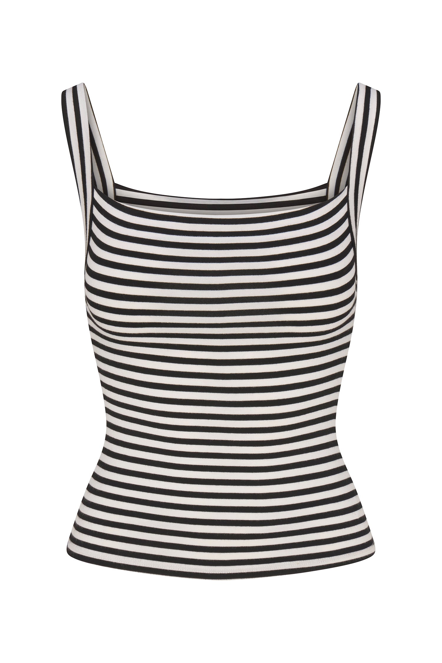 Anemos Square Neck Tank Top in Black & White Stripe Jersey — versatile square-neck tank
