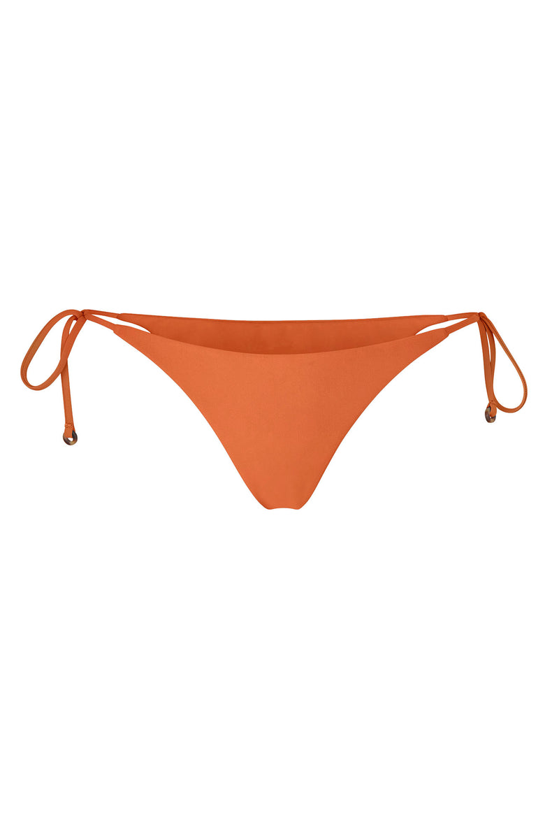 String Tie Bikini Bottom Vintage Orange on white background