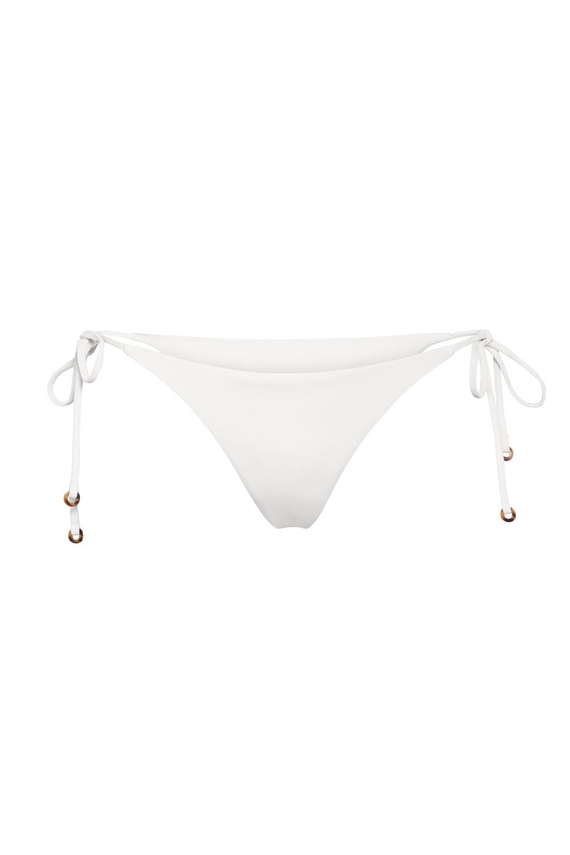 String Tie Bikini Bottom White on White Background