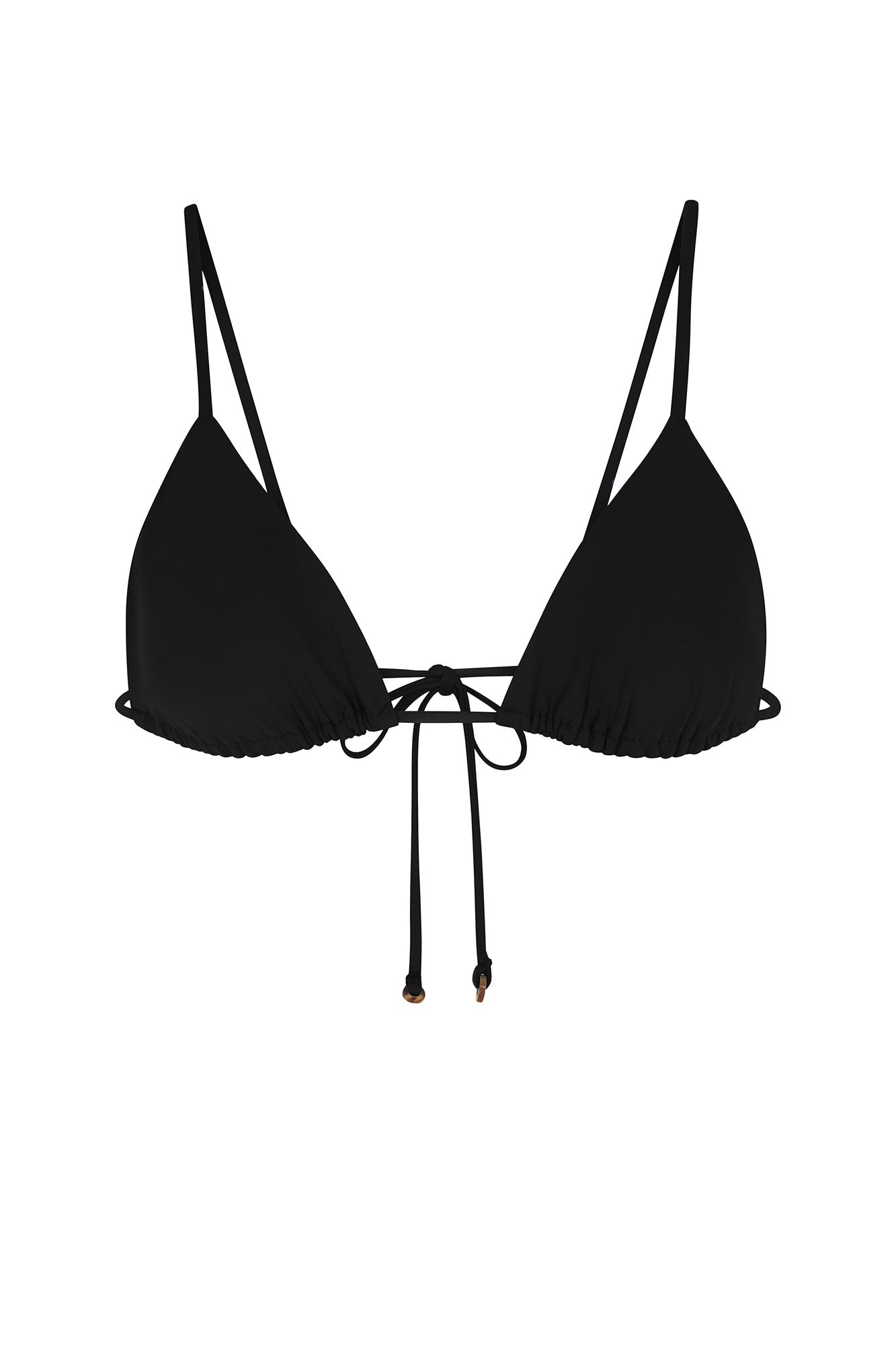 String Triangle Bikini Top Black on White Background