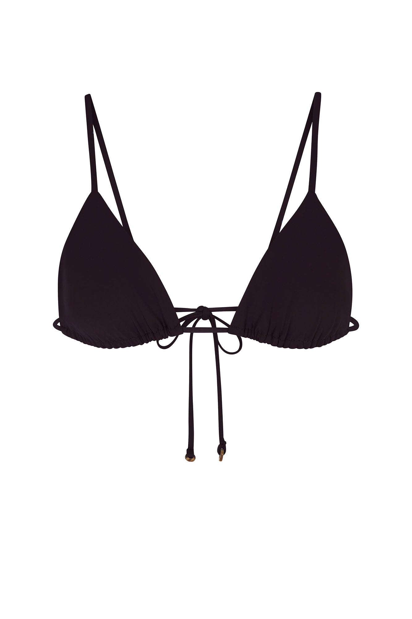 String Triangle Bikini Top Espresso on White Background