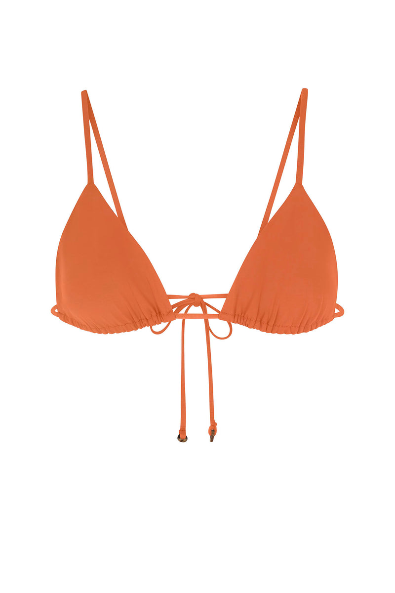 String Triangle Bikini Top Vintage Orange on white background