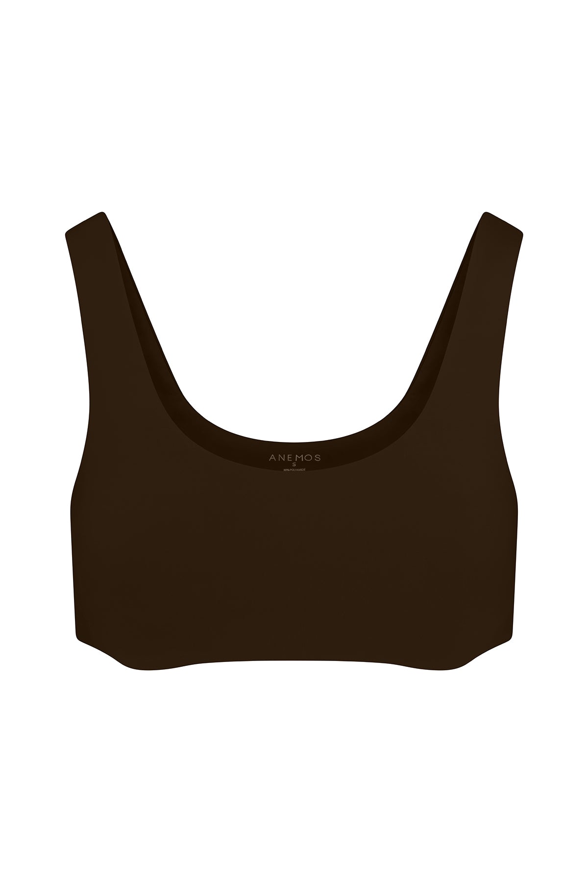 Anemos Tankini Bikini Top in Espresso — mid-'90s inspired low-neckline swim top