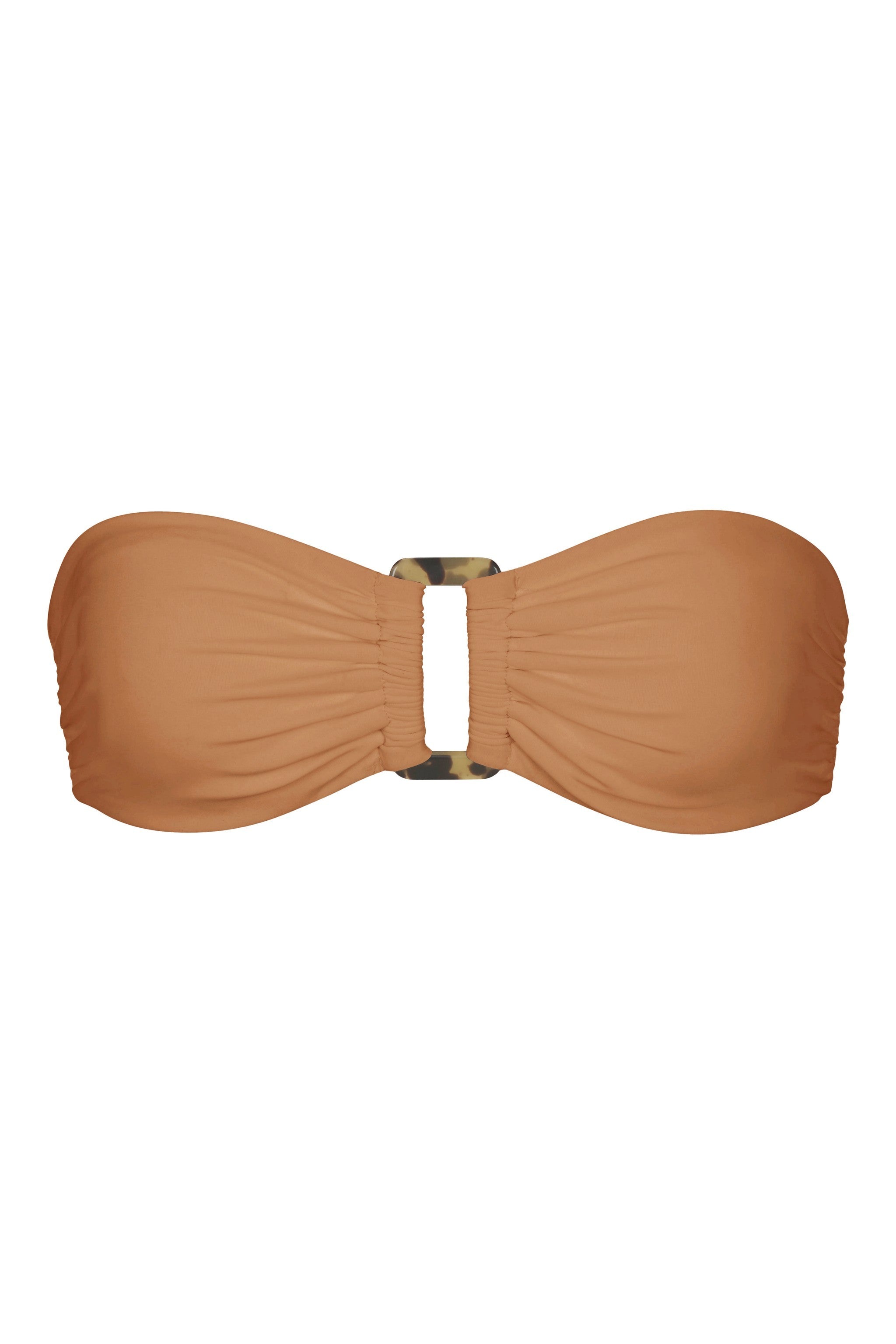 Tortoise Bandeau Bikini Top Fawn on White Background