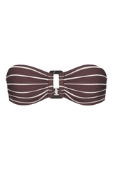 Tortoise Bandeau Bikini Top In Espresso Odd Stripes Espresso & White Odd Striped on White Background