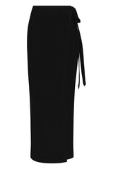 PREORDER: Wrap Tie Maxi Skirt in Stretch Twill