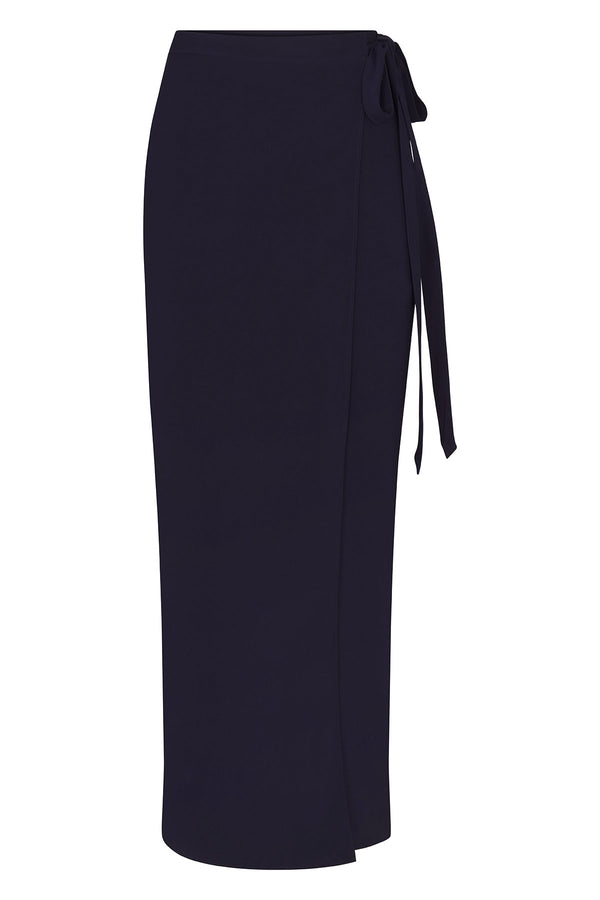 PREORDER: Wrap Tie Maxi Skirt in Stretch Twill