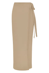 PREORDER: Wrap Tie Maxi Skirt in Stretch Twill