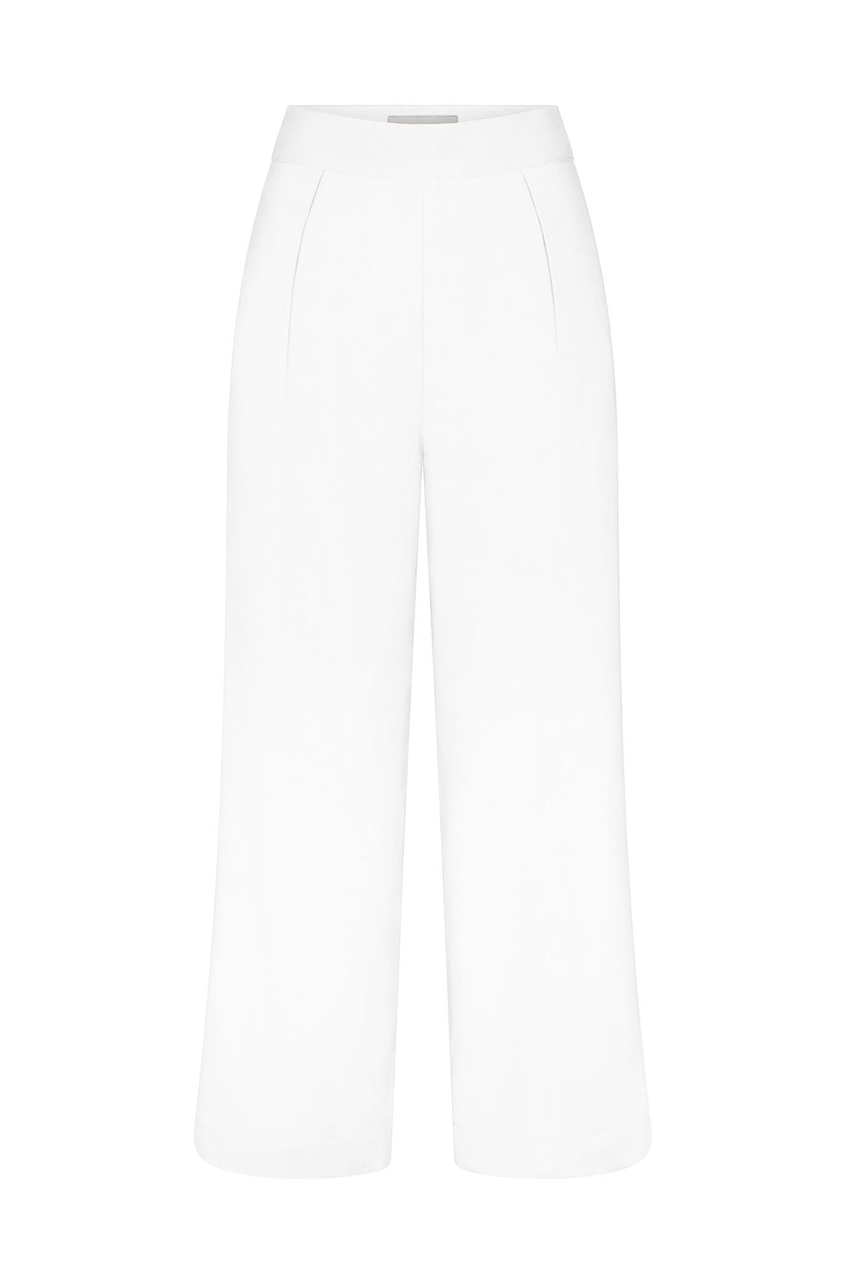 Wide Leg Pant in Stretch Twill White on White Background
