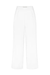 Wide Leg Pant in Stretch Twill White on White Background