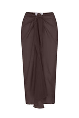 Wrap Midi Skirt Cover Up in woven bamboo cotton gauze on a white background, featuring a lightweight, airy fabric with a self-tie waist for a comfortable and effortless summer look.