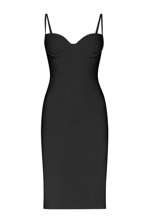 The Balconette Underwire Midi Dress in Stretch Linen
