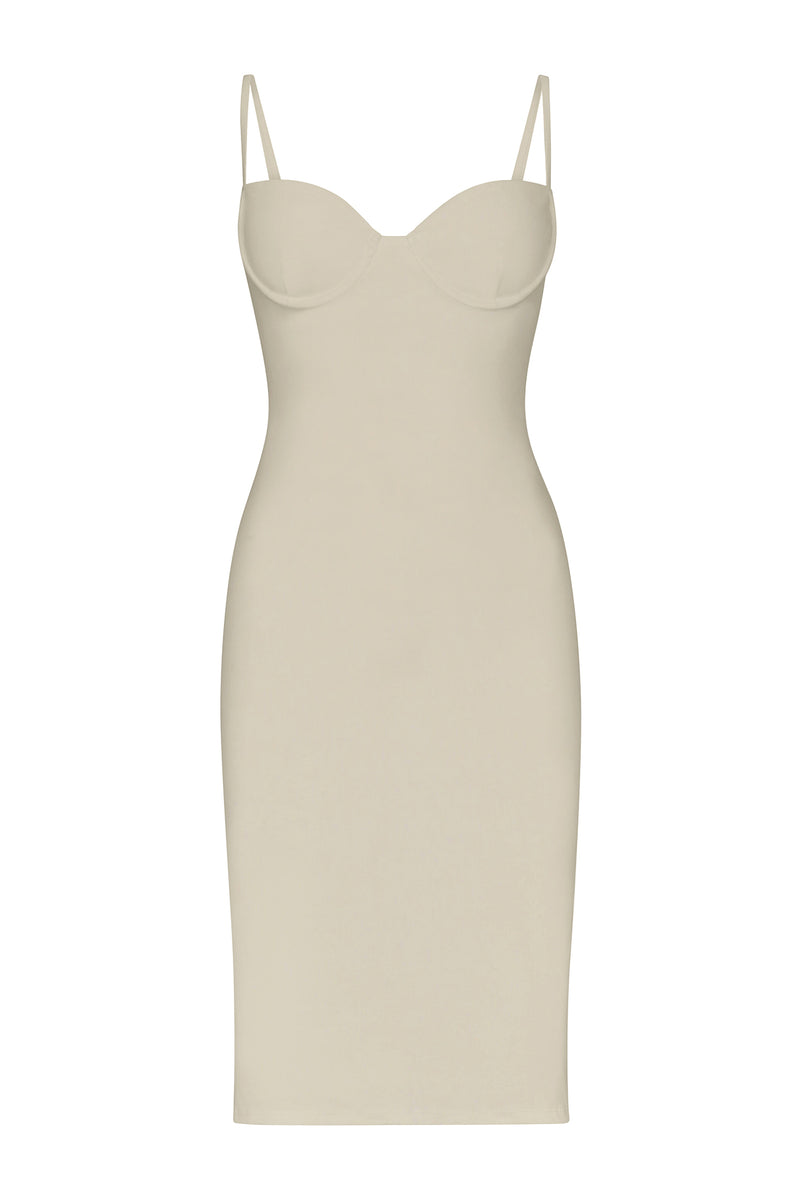 The Balconette Underwire Midi Dress in Stretch Linen