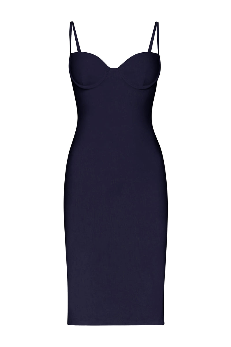 The Balconette Underwire Midi Dress in Stretch Linen
