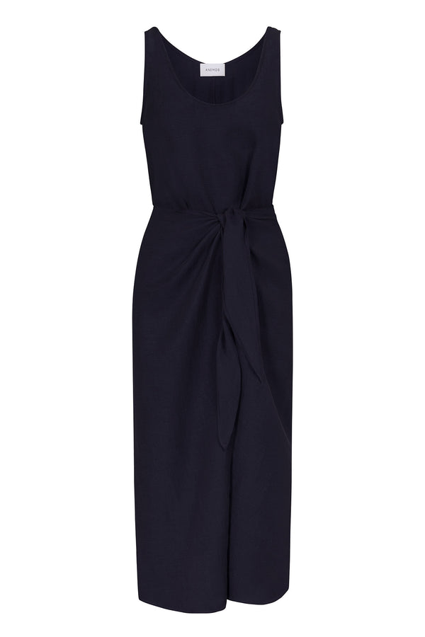 The D.K. Midi Wrap Dress in Linen Cupro