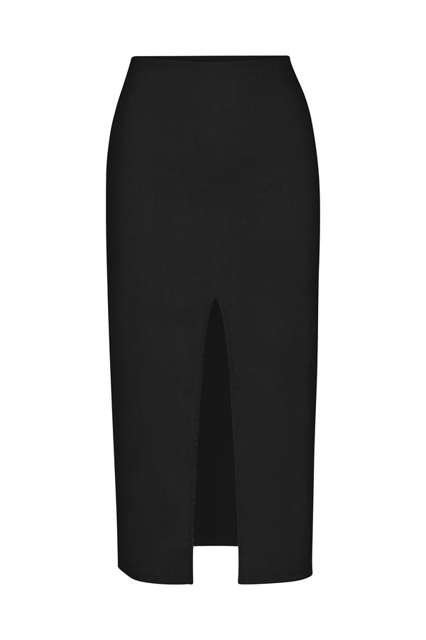 The Front Slit Skirt in Stretch Linen