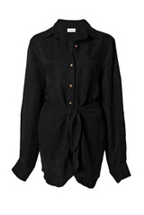 The L.A. Button-Down Wrap Mini Dress in Cupro Linen Blend
