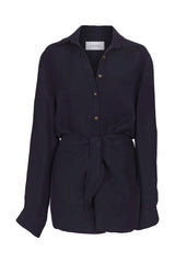 The L.A. Button-Down Wrap Mini Dress in Cupro Linen Blend
