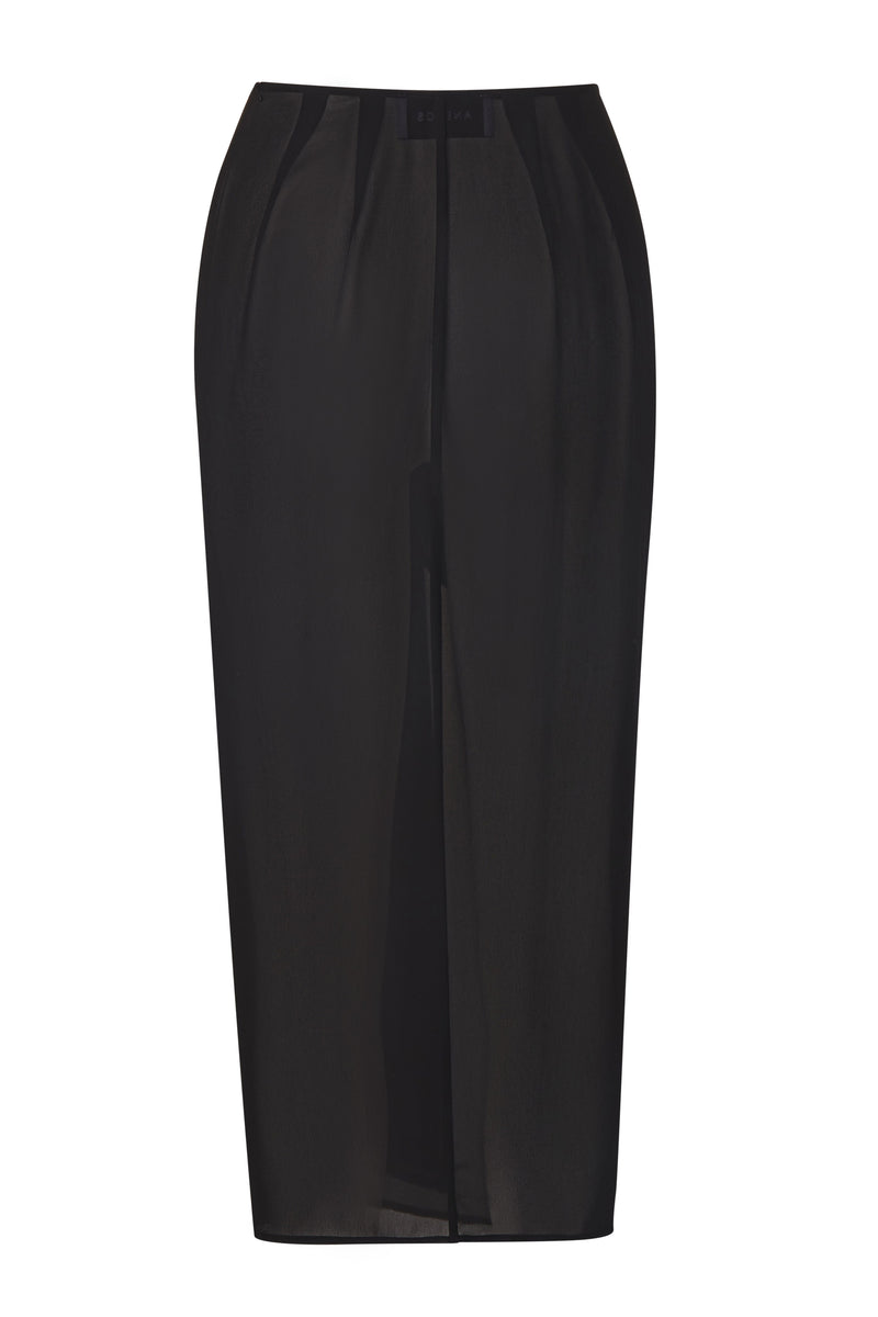 The Wrap Midi Skirt in Sheer Eco-Chiffon