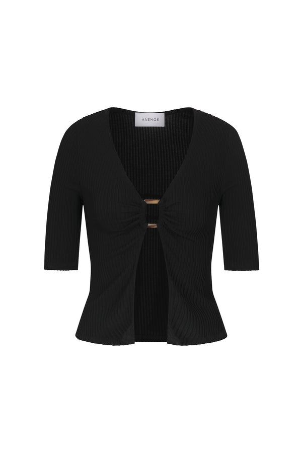 The Ribbed Short Sleeve Tortoise Top