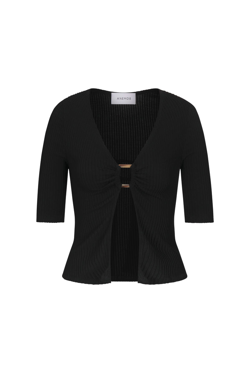 The Ribbed Short Sleeve Tortoise Top