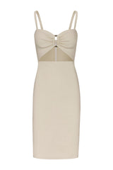 The Tortoise Cutout Midi Dress in Stretch Linen