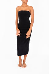 The Strapless Tie Back Dress in Stretch Cupro