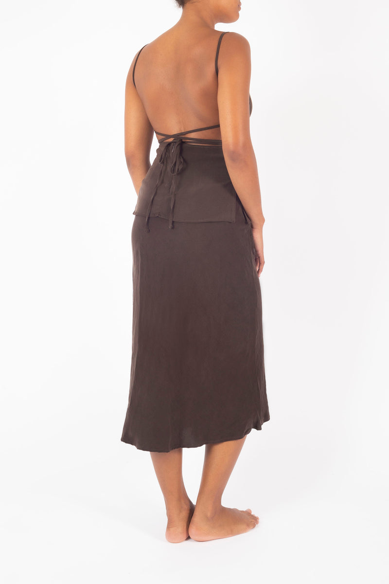 The K.M. Tie Wrap Top in Stretch Cupro