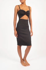 The Tortoise Cutout Midi Dress in Stretch Linen