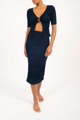 The Ribbed Midi Skirt