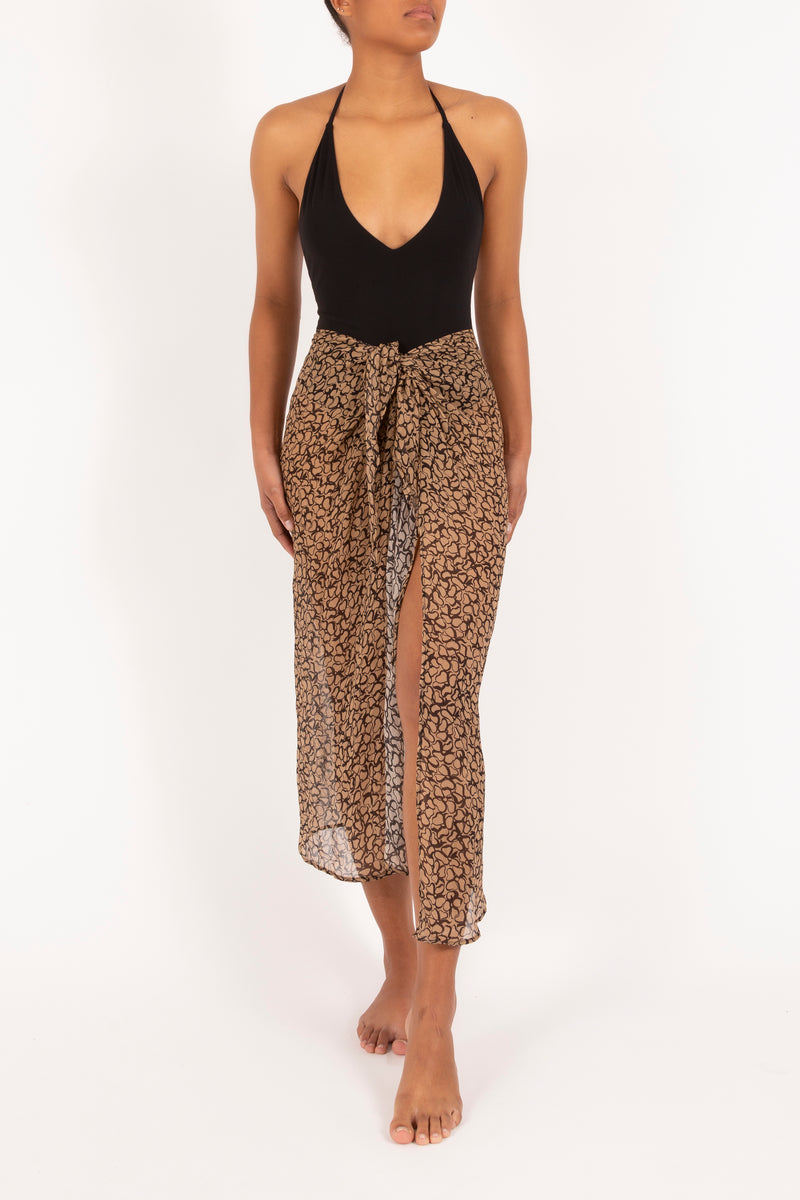 The Wrap Midi Skirt in Sheer Infinity Floral Print Eco-Chiffon