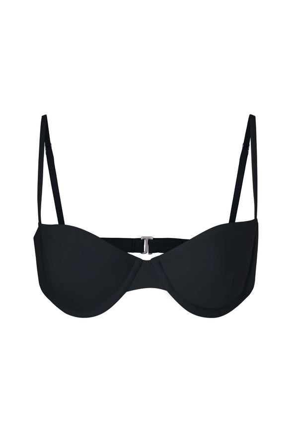 Balconette Underwire Bikini Top Black on White Background