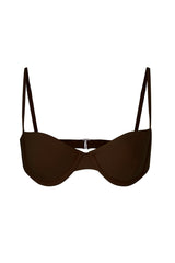Balconette Underwire Bikini Top Espresso on White Background