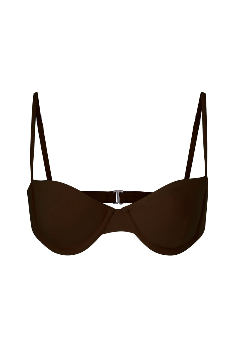 Balconette Underwire Bikini Top Espresso on White Background