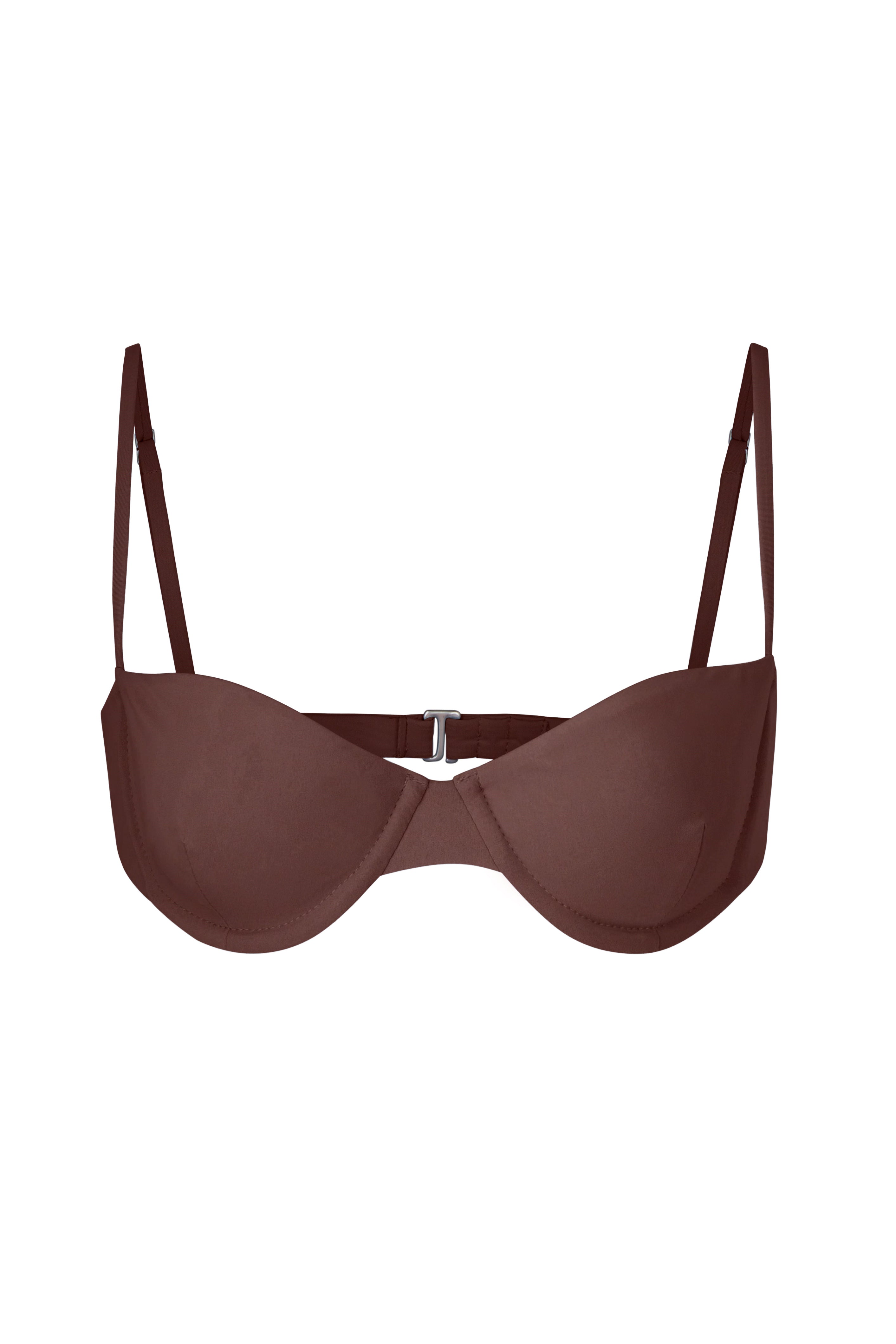 Balconette Underwire Bikini Top Moka on White Background