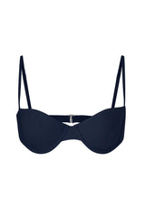 Balconette Underwire Bikini Top Navy on White Background