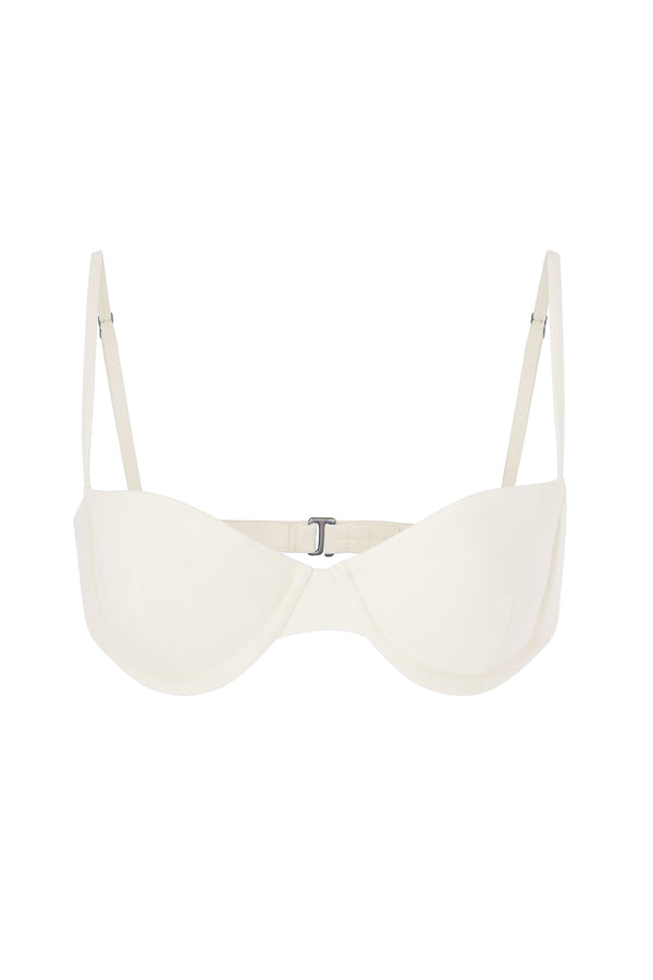 Balconette Underwire Bikini Top Off-White on White Background