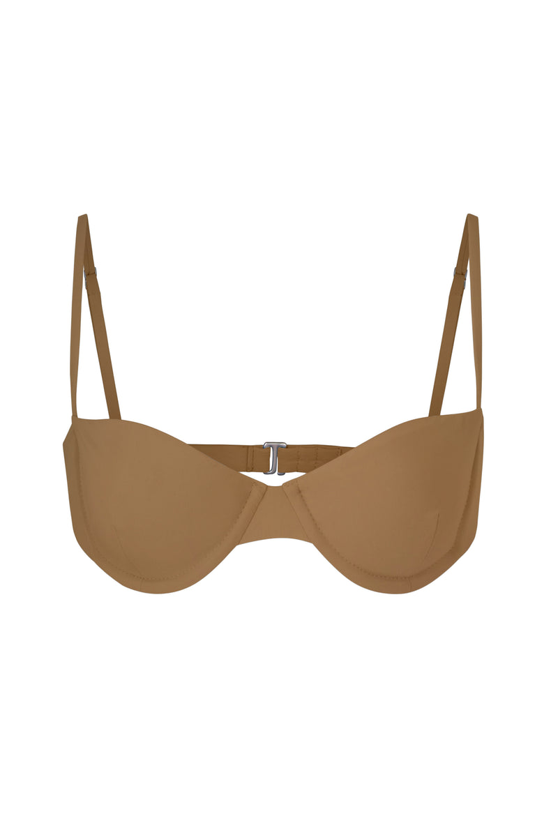 Balconette Underwire Bikini Top Sandstone on White Background