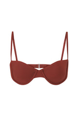 Balconette Underwire Bikini Top Umber on White Background