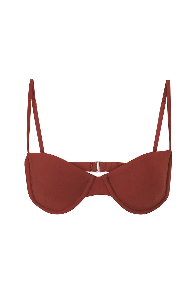 Balconette Underwire Bikini Top Umber on White Background