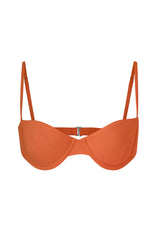 Balconette Underwire Bikini Top Vintage Orange on White Background