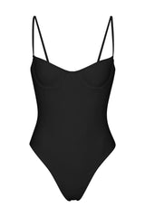 Balconette Underwire One-Piece Black on White Background