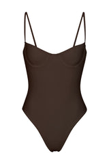 Balconette Underwire One-Piece Espresso on White Background
