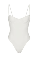 Balconette Underwire One-Piece White on White Background