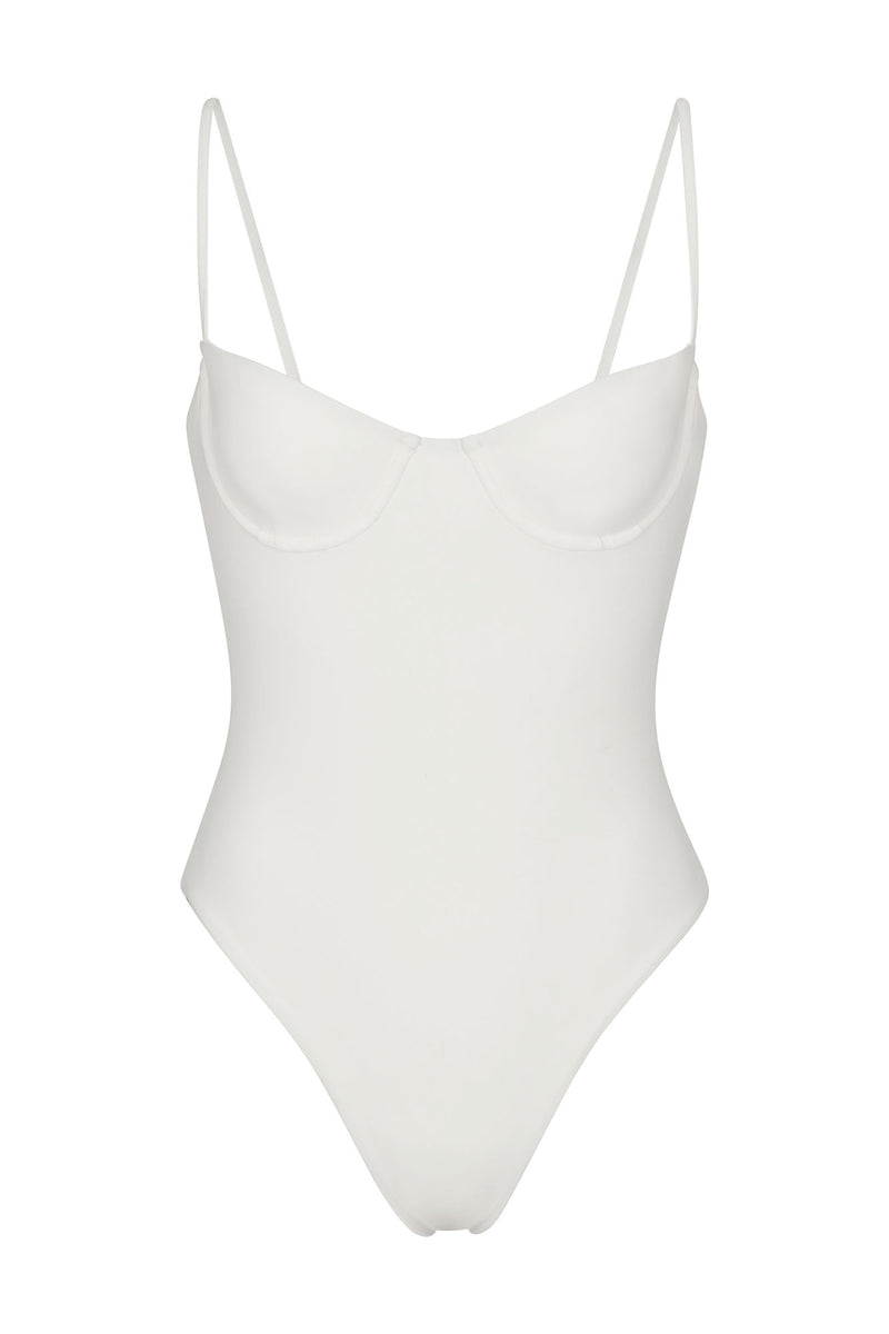 Balconette Underwire One-Piece White on White Background