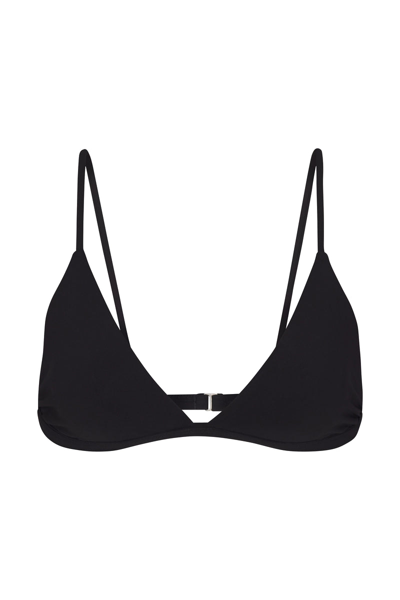 Classic Triangle Bikini Top Black on White Background
