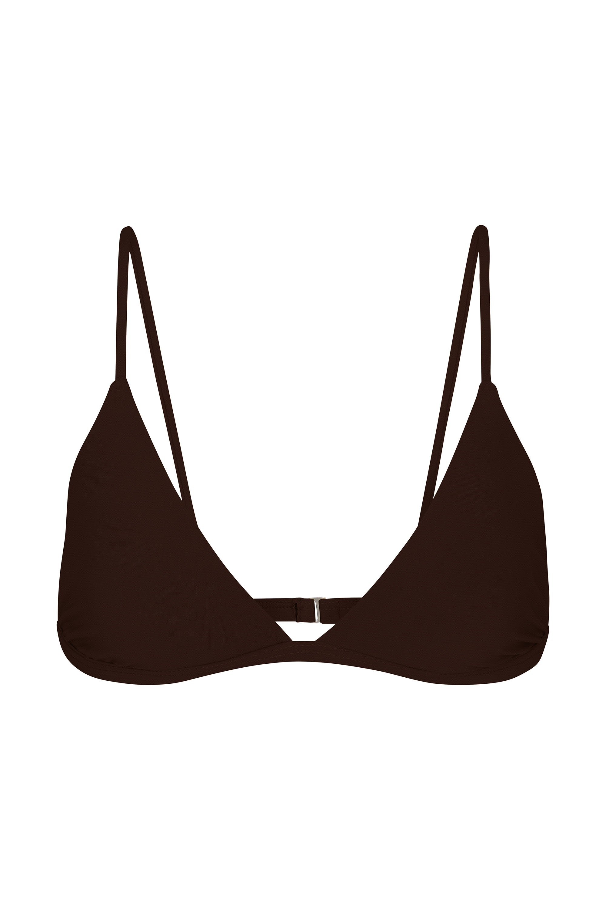 Classic Triangle Bikini Top Espresso on White Background