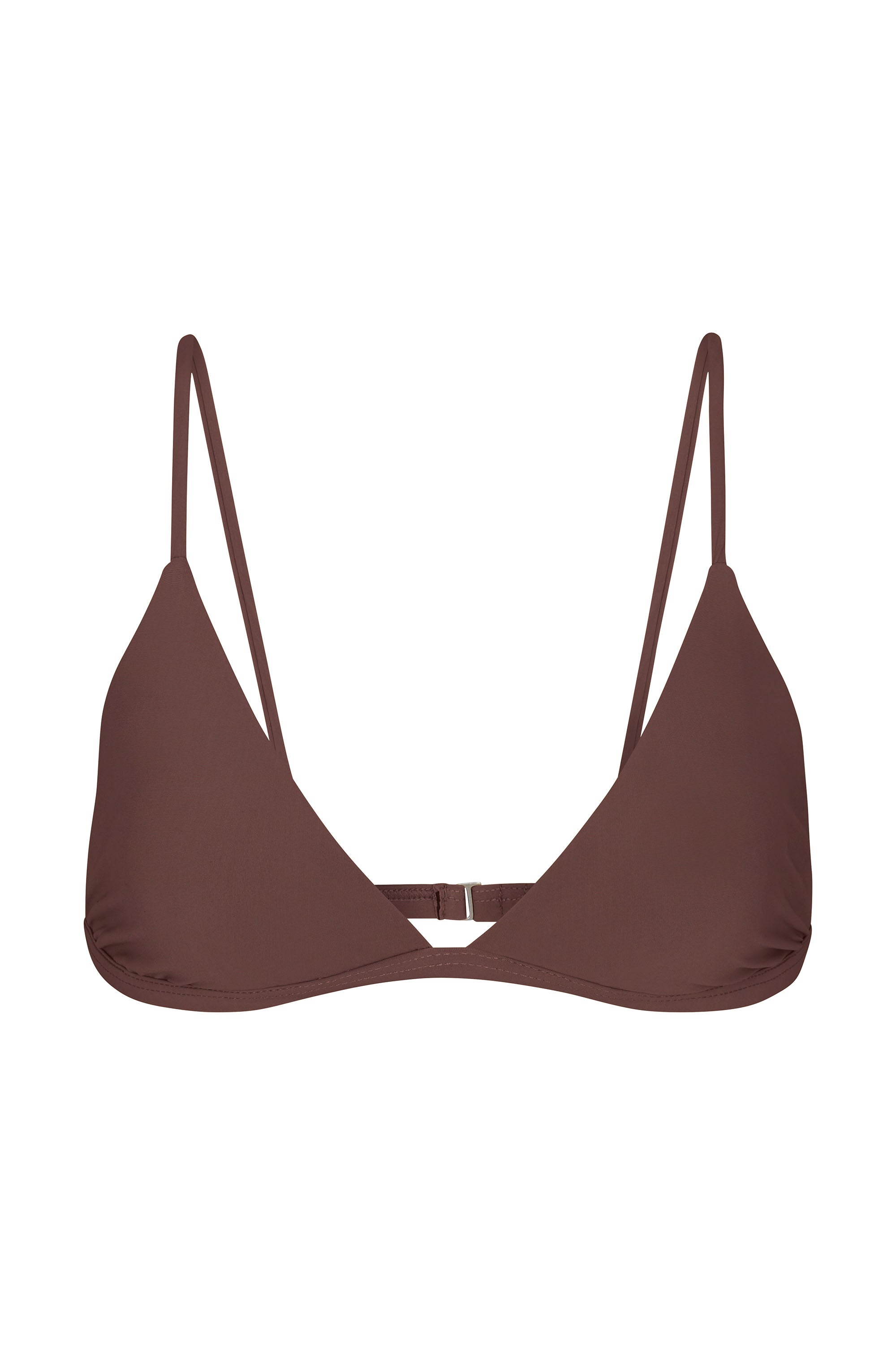 Classic Triangle Bikini Top Moka on White Background