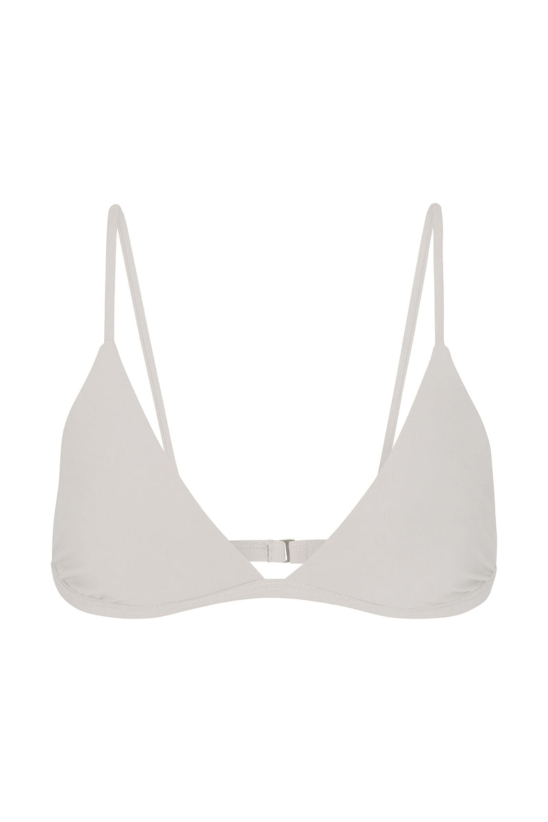 Classic Triangle Bikini Top Off-White on White Background