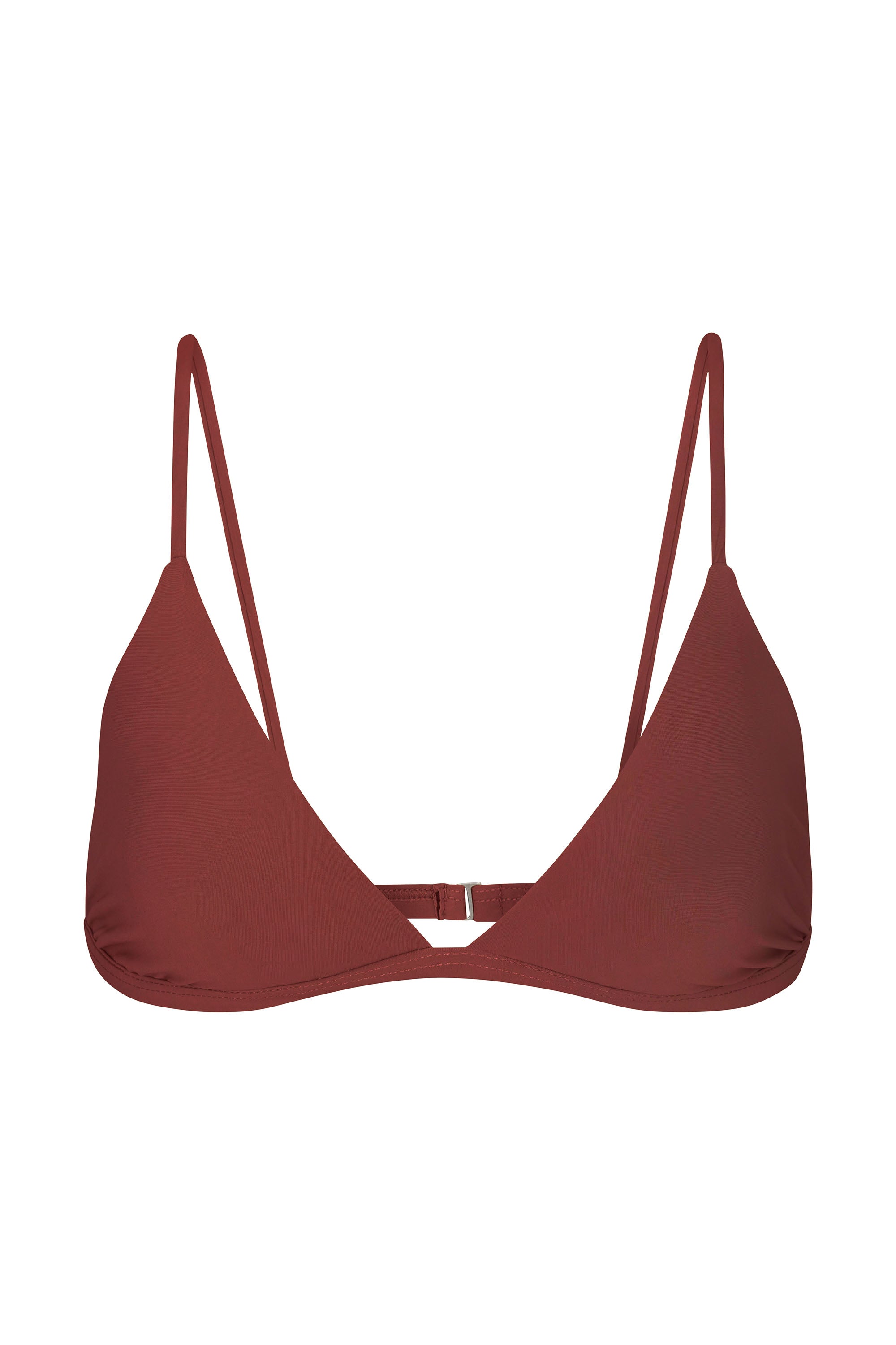 Classic Triangle Bikini Top Umber on White Background